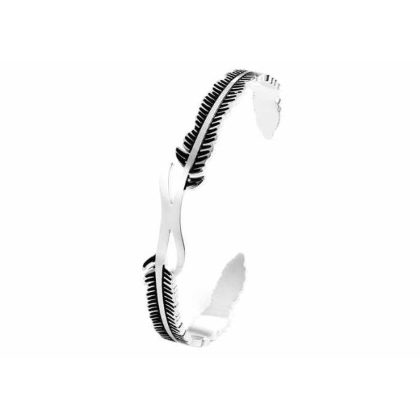 Fashion feather titanium steel bracelet female C-shaped open stainless steel