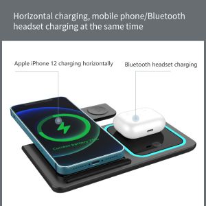 5 In 1 Holder Wireless Charging Stand For Apple Android 15W With LED Light