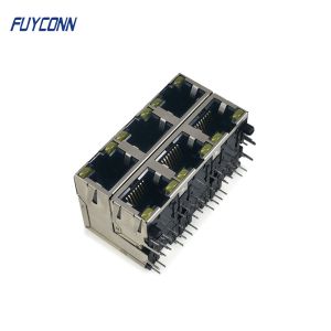 2x3 6 Ports Female RJ45 Connector PCB 48 Pin Modular Jack Connector