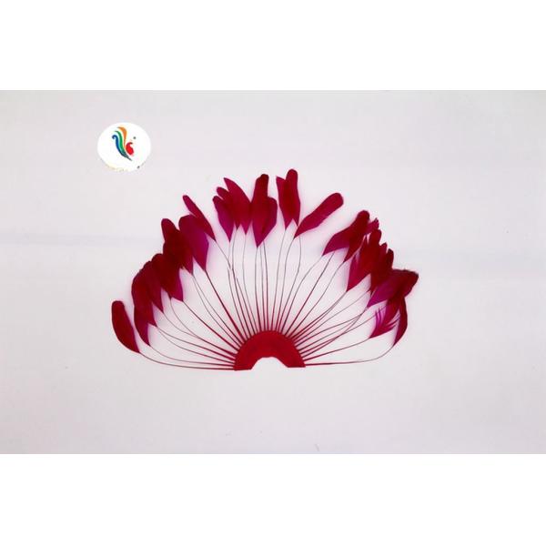 Dyed Pattern Party Decoration Stripped Coque Feather Flower Fan With Wire Accessory