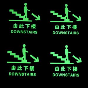 Aluminum Downstairs Photoluminescent Safety Signs Glow In The Dark