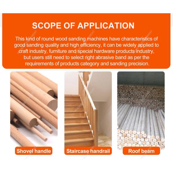 Round Bar Sanding Machine for Shovel Handle Rod in Advanced Woodworking Machinery