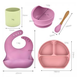 Quality Durable Weaning Silicone Feeding Set 5pcs In 1 Set Reusable Harmless for sale
