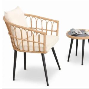 Waterproof Rattan Coffee Table Chair Sets For Garden And Patio Rattan Woven