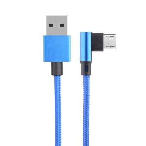China Fast Charging 2.4A Nylon Braided L Shape Left Angle Micro b to USB A Male Data Charger Cable for Phone on sale