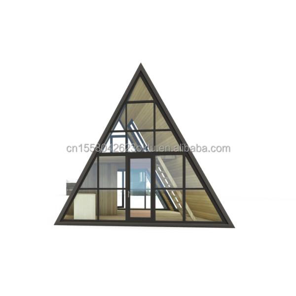 Resort Triangle Shape Wooden House Steel Frame with Galvanized Steel Bending 180g and 50/75/100mm Wave Sandwich Panel Walls
