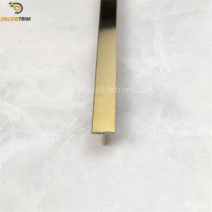 10mm Brushed Stainless Steel Tile Trim Decorative Gold T Shaped Flooring