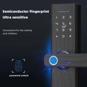 Durable Luxury Fingerprint Handle Door Lock 60mm With Camera