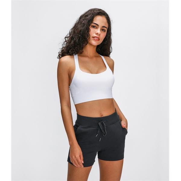 Longline Womens Padded Womens Sports Bra Widened Hem Shockproof Cross Back