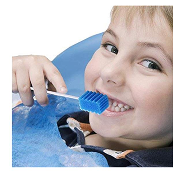 Disposable Oral Swab for Mouth Cleaning Sponge Swabs-Blue 100 Counts