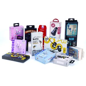 Custom Art Paper Earphone Packaging Box with Self Erecting Design and Glossy