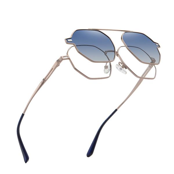 Buy Polygon Magnetic Clip On Optical Glasses Metal Frame Sunglasses at wholesale prices