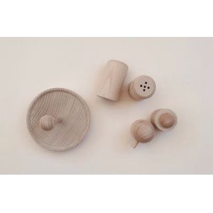 Wooden Salt and Pepper Shakers Set for Play Kitchen