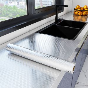 Household Silver Metallic Wallpaper Vinyl 10m-100m Kitchen Splashback Wallpaper