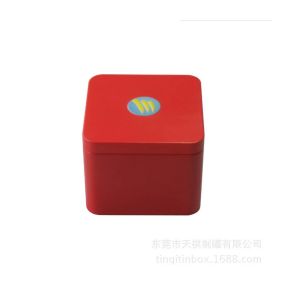 Square Gift Tin Boxes For Tea Caddy Containers With Lid Headphone Box
