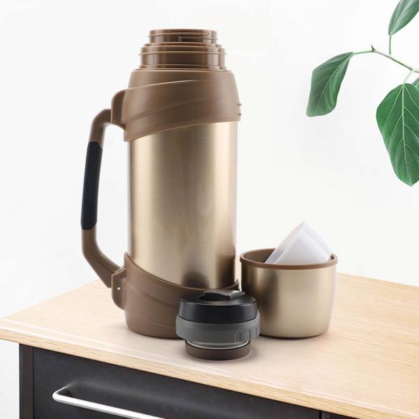 2.0L Double Wall Vacuum Travel Pot For Cooking Large Thermos Travel Flask Keeps Cold Up To 72 Hours