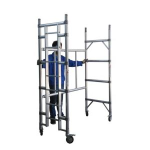 Silver Aluminium Scaffold Tower Customized Mobile Foldable Scaffolding Tower