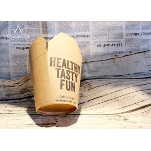 Eco Friendly Kraft Paper Take Out Boxes , Biodegradable Noodle Box