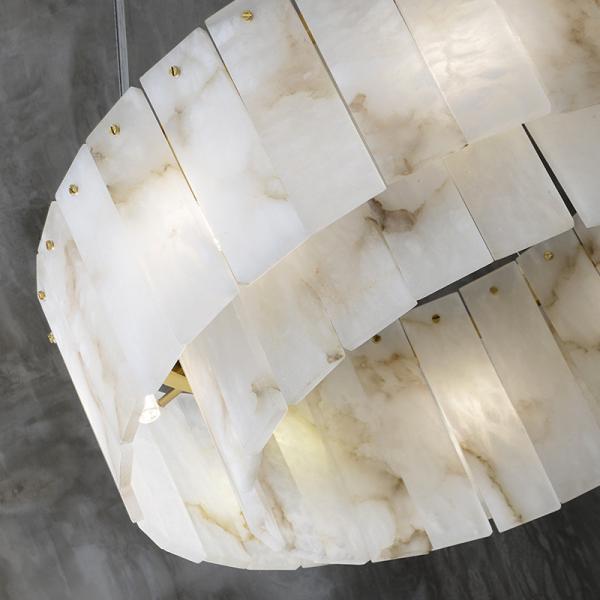 Iron Scagliola High End Pendant Lights With Marble Lampshade