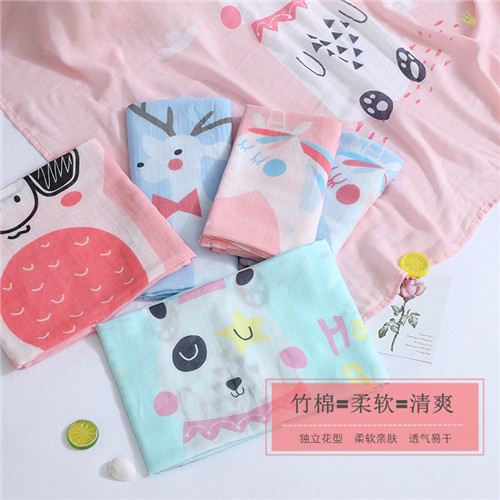 Soft Silky Gauze Baby Swaddling Blankets Eco Printing Luxurious Baby Shower Gifts