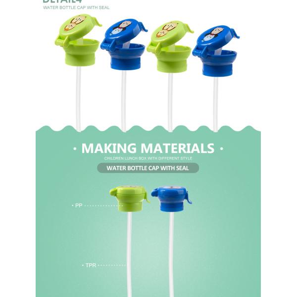 Cartoon design wholesale child resistance cap cute plastic water bottle caps with straw