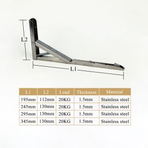 350mm Brushed Stainless Steel Fold Down Desk Brackets