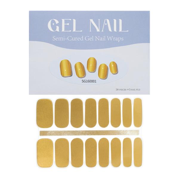 3D Gel Nail Wraps Semi-Cured Gel Strips with Solid Color and Long-Lasting Effect