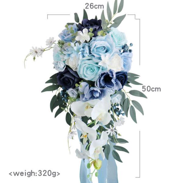 Ice Blue Rose Bride Holding Flowers Bridesmaid Bouquet Wedding Corsage Wrist Flower Wedding Artificial Flowers
