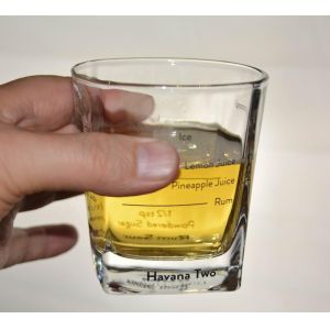 Set Of Four Square 240ml Fancy Whiskey Glass With Decal