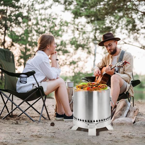 Stainless Steel Portable Outdoor Smokeless Fire Pit 15×14.2 Inch Camping And Cooking