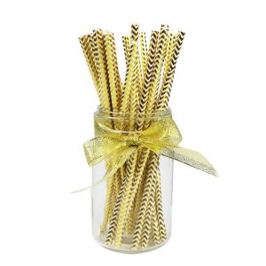 Buy cheap Gold foil pattern FDA Certificate Biodegradable Paper Straws Food-grade from wholesalers