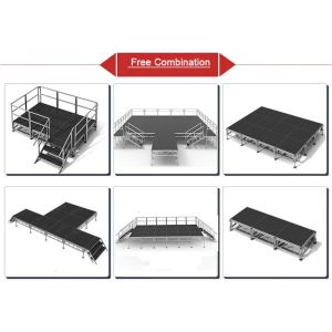Movable 6061 Aluminum Stage Platform Assemble Adjustable 1.4m Height