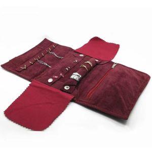 Custom Size PU Travel Jewelry Organizer Roll 8.1''*0.8''*5.9''