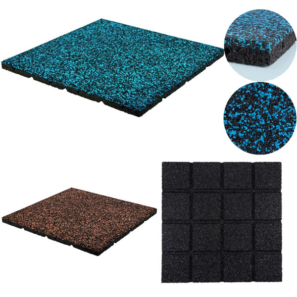 Anti Slip Gym Fitness Mat 500*500mm Sound Proof Flooring Black