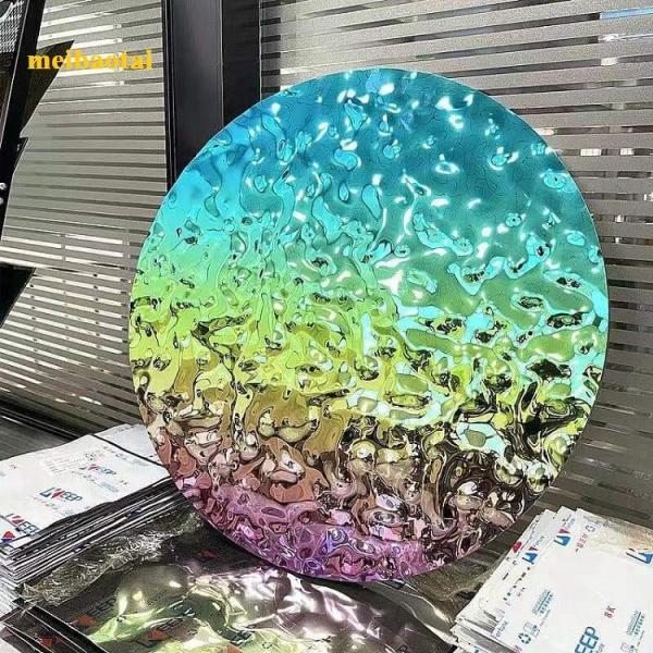 Ss304 201 Rainbow Color Mirror Water Ripple Stainles Steel Sheet Deocration