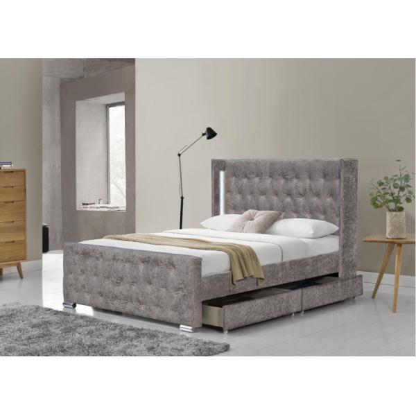 Buy Optional Size and Multicolor  Upholstered Bed Tufted Buttons With storage at wholesale prices