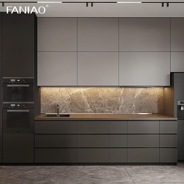 Modern Import Pullout Oak Wood Solid Wood Grain Kitchen Cabinets with Island