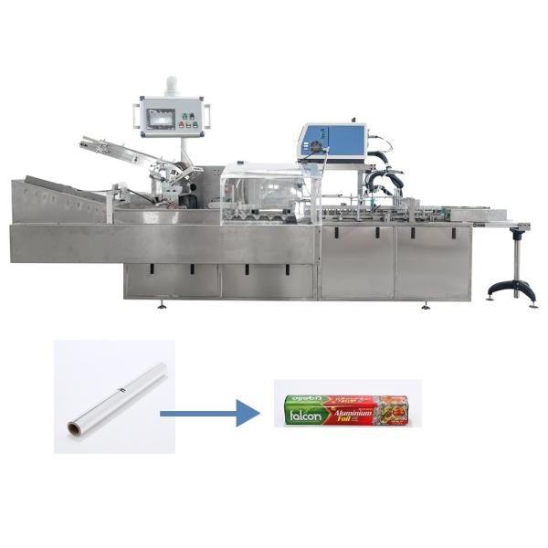 Buy Automatic Baking Paper Aluminium Foil Roll Cling Film Roll Cartoning Machine for Packaging at wholesale prices