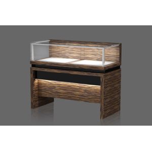China Wenge Veneer Long Counter Showcase with Led Lighting on sale