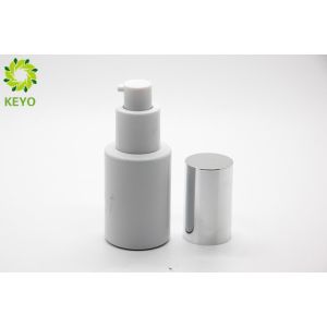 Empty Foundation Bottle With Pump , White Glass Liquid Foundation Containers