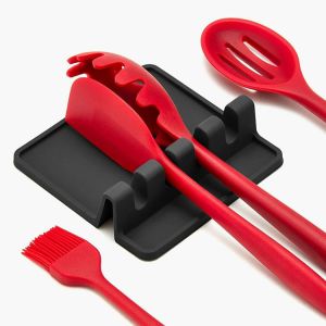 BPA Free Kitchen Silicone Utensil Rest Durable Spoon Rest With Drip Pad Kitchen