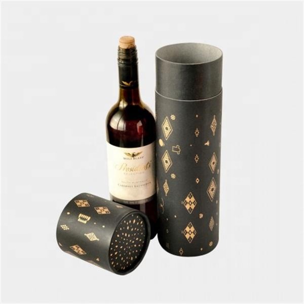 Buy Custom Paper Black Round Gift Cardboard Wine Box at wholesale prices