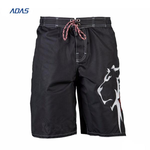 Flocking Embroidery Spandex Polyester Shorts MMA Sublimated black Custom