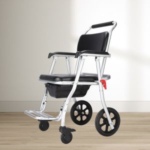 China Mobility Toilet Chair Pregnant Women Aluminum Alloy Wheeled Commode Chair on sale