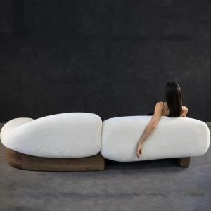 Italian Minimalist Hotel Lobby Furniture Nordic Fabric Cloud Shape Light Luxury