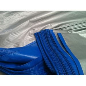 Quality 14*14mesh 200gsm blue/silver  tarpaulin roof covering plastic for sale