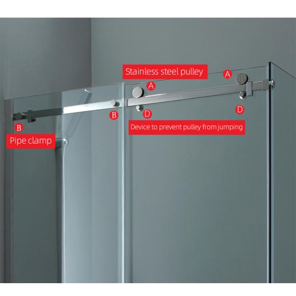 High Hardness and Durable Silver/black Glass Bathroom Sliding Door Kit for 6-12mm Glass