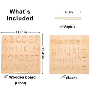 Double-sided Letter Tracking Board,Wooden Alphabet Tracing Board from Montessori