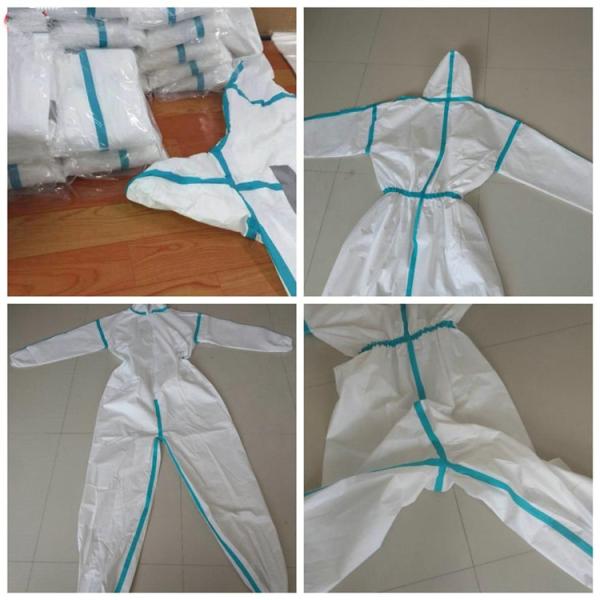 Full Body Disposable Protective Coverall Insulated Blood Resistance Weight 25 - 70gsm
