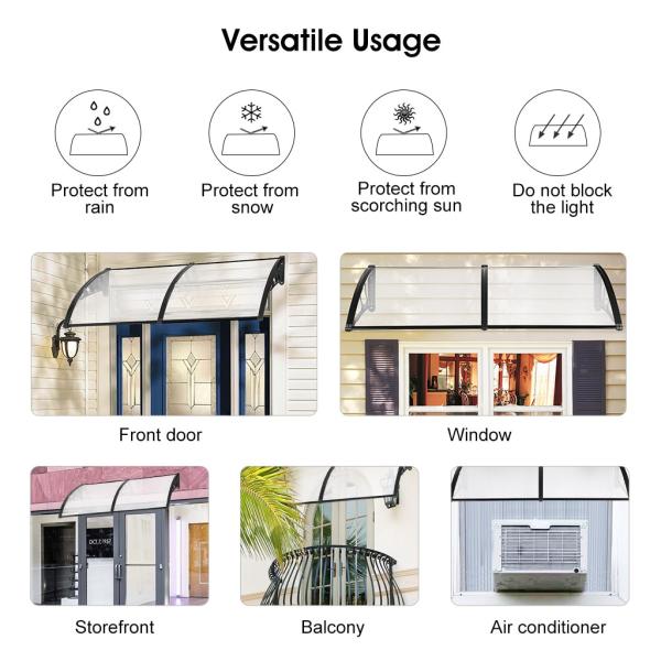 Durable Solid Polycarbonate Awning , PC Door Canopy Patio Cover Long Life Span